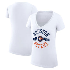 White Houston Astros G-III 4Her by Carl Banks Women's Super-Slim Fit Lightweight City Graphic V-Neck T-Shirt