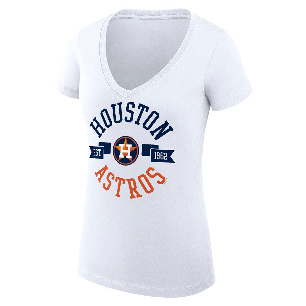 White Houston Astros G-III 4Her by Carl Banks Women's Super-Slim Fit Lightweight City Graphic V-Neck T-Shirt