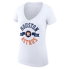 White Houston Astros G-III 4Her by Carl Banks Women's Super-Slim Fit Lightweight City Graphic V-Neck T-Shirt