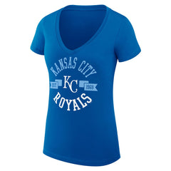 Royal Kansas City Royals G-III 4Her by Carl Banks Women's Super-Slim Fit Lightweight City Graphic V-Neck T-Shirt