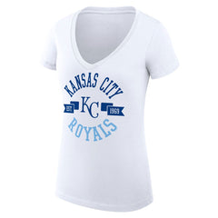 White Kansas City Royals G-III 4Her by Carl Banks Women's Super-Slim Fit Lightweight City Graphic V-Neck T-Shirt