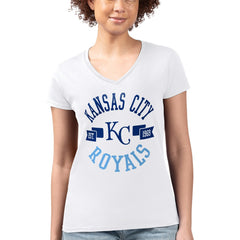 White Kansas City Royals G-III 4Her by Carl Banks Women's Super-Slim Fit Lightweight City Graphic V-Neck T-Shirt