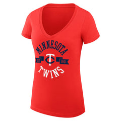 Red Minnesota Twins G-III 4Her by Carl Banks Women's Super-Slim Fit Lightweight City Graphic V-Neck T-Shirt