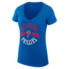 Royal Philadelphia Phillies G-III 4Her by Carl Banks Women's Super-Slim Fit Lightweight City Graphic V-Neck T-Shirt