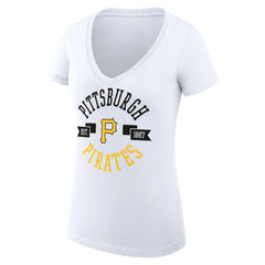 White Pittsburgh Pirates G-III 4Her by Carl Banks Women's Super-Slim Fit Lightweight City Graphic V-Neck T-Shirt