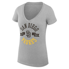 Heather Gray San Diego Padres G-III 4Her by Carl Banks Women's Super-Slim Fit Lightweight City Graphic V-Neck T-Shirt