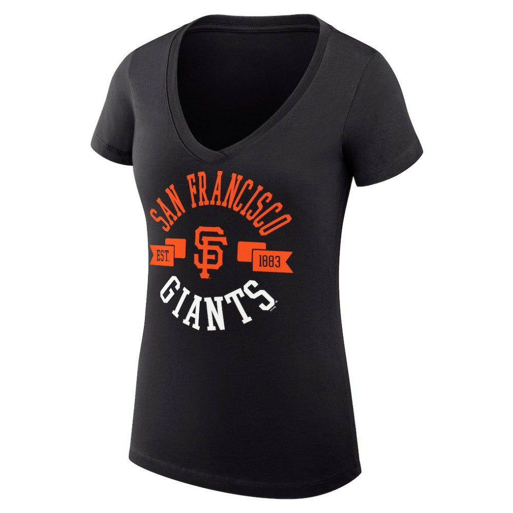 Black San Francisco Giants G-III 4Her by Carl Banks Women's Super-Slim Fit Lightweight City Graphic V-Neck T-Shirt