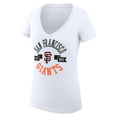 White San Francisco Giants G-III 4Her by Carl Banks Women's Super-Slim Fit Lightweight City Graphic V-Neck T-Shirt