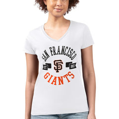 White San Francisco Giants G-III 4Her by Carl Banks Women's Super-Slim Fit Lightweight City Graphic V-Neck T-Shirt