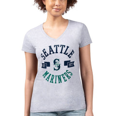 Heather Gray Seattle Mariners G-III 4Her by Carl Banks Women's Super-Slim Fit Lightweight City Graphic V-Neck T-Shirt