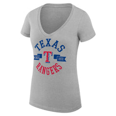 Heather Gray Texas Rangers G-III 4Her by Carl Banks Women's Super-Slim Fit Lightweight City Graphic V-Neck T-Shirt