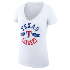 White Texas Rangers G-III 4Her by Carl Banks Women's Super-Slim Fit Lightweight City Graphic V-Neck T-Shirt