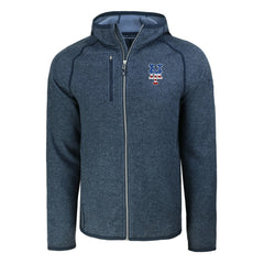 Heather Navy New York Mets Cutter & Buck Stars & Stripes Mainsail Sweater-Knit Full-Zip Hoodie