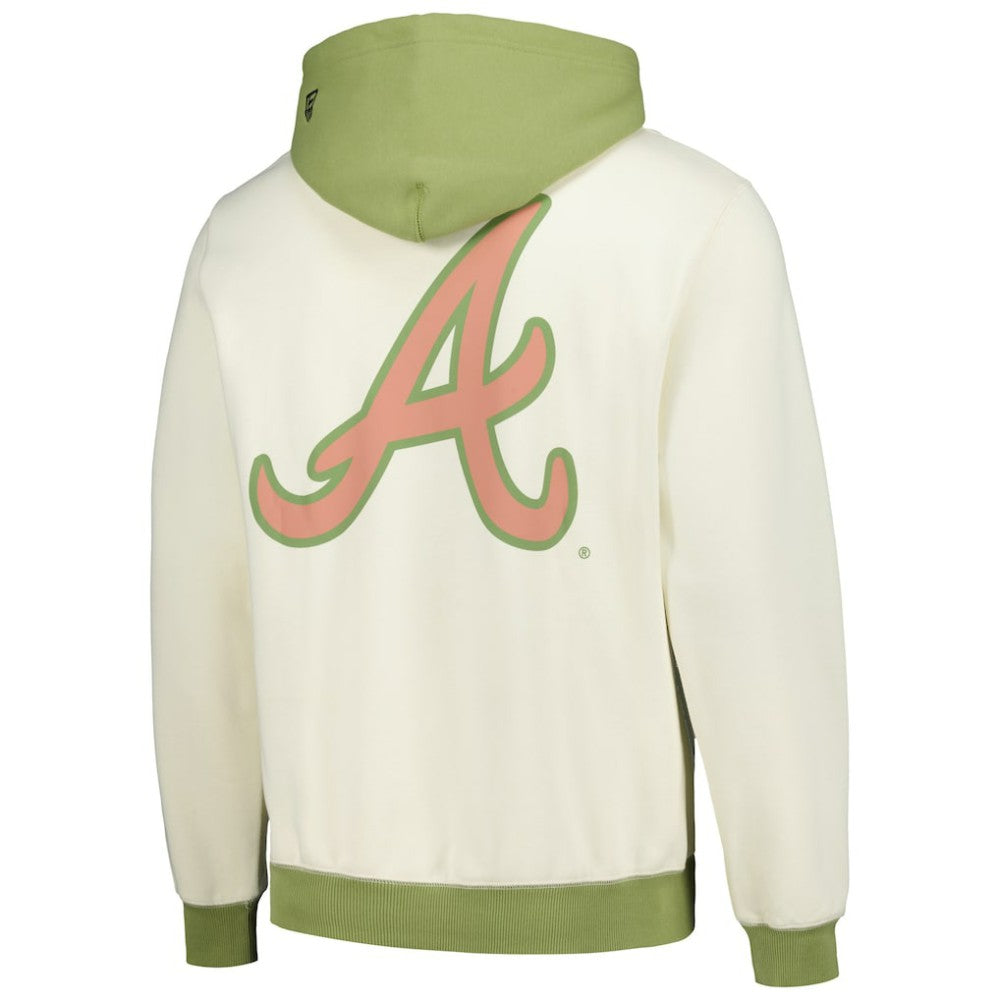 Cream/Green Atlanta Braves New Era Color Pop Pullover Hoodie