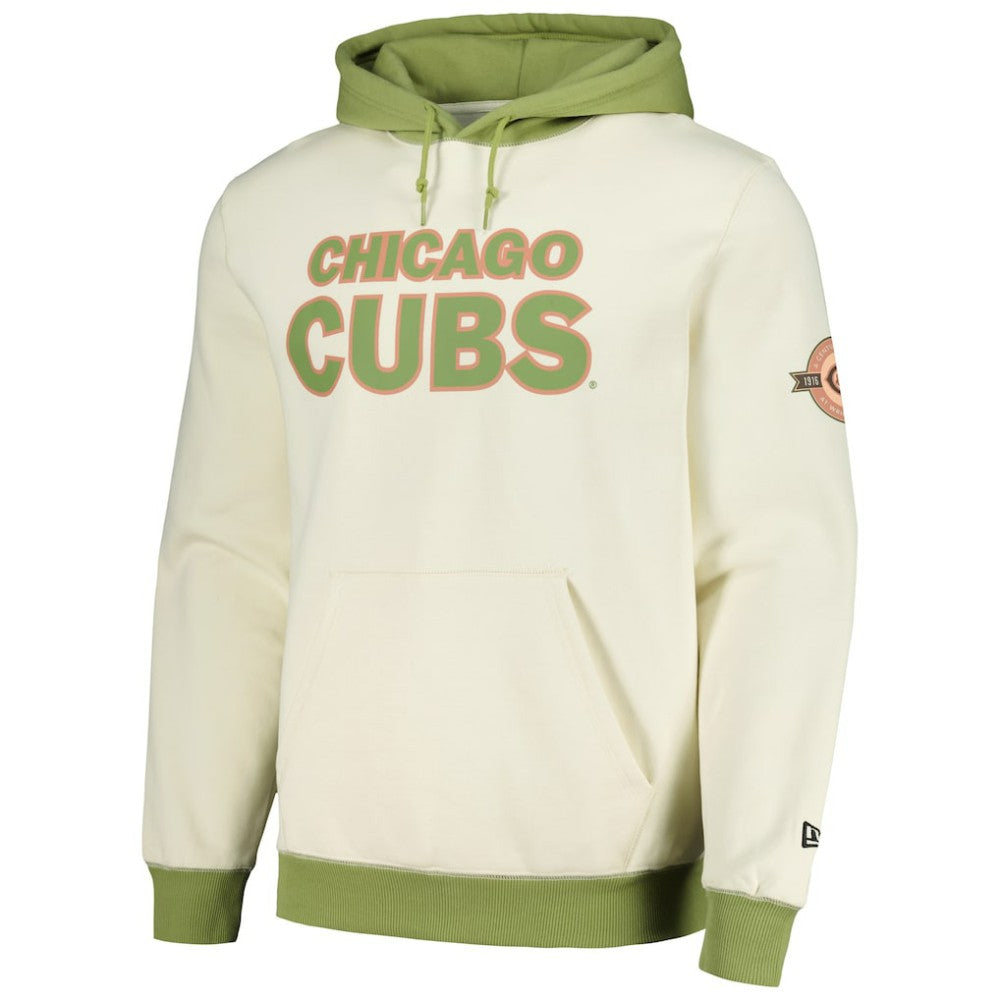 Cream/Green Chicago Cubs New Era Color Pop Pullover Hoodie