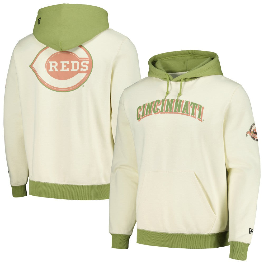 Cream/Green Cincinnati Reds New Era Color Pop Pullover Hoodie