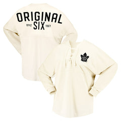 NHL Toronto Maple Leafs Fanatics Women's Original Six Lace-Up Spirit Jersey Long Sleeve T-Shirt