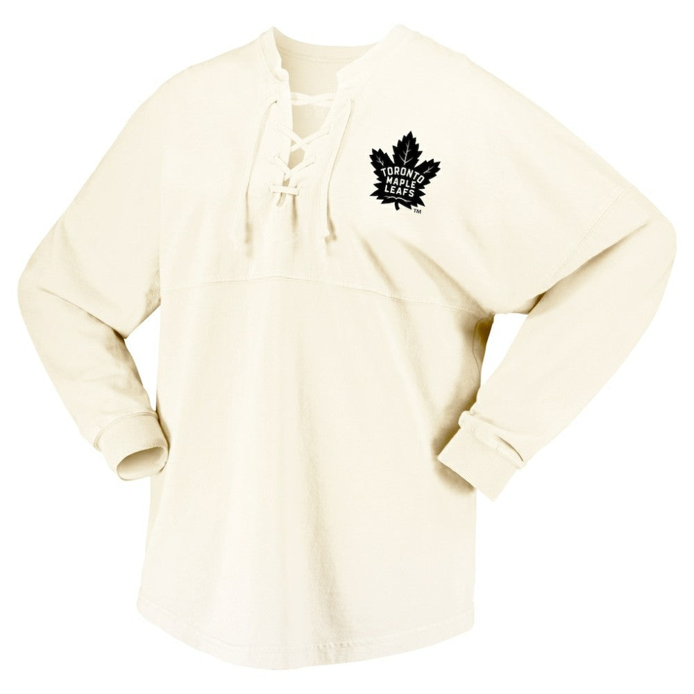 NHL Toronto Maple Leafs Fanatics Women's Original Six Lace-Up Spirit Jersey Long Sleeve T-Shirt