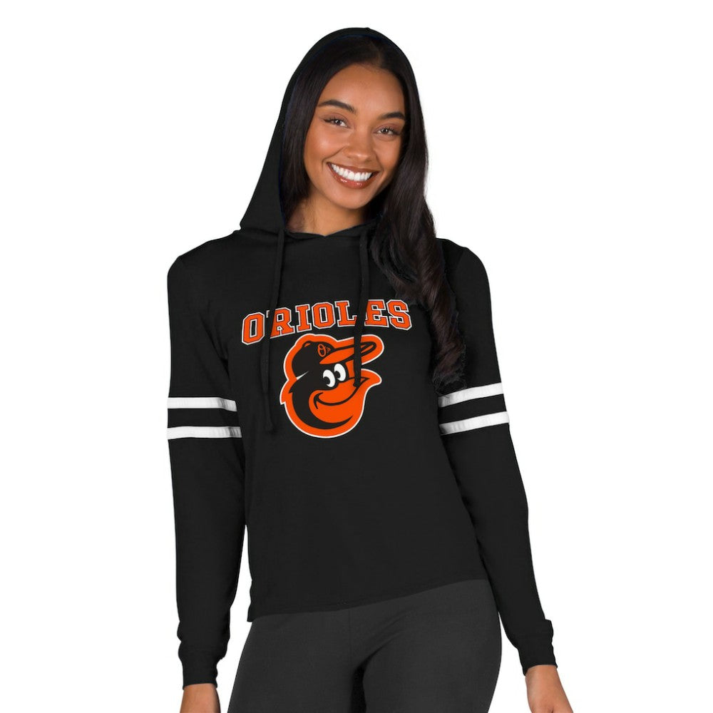 Black Baltimore Orioles Concepts Sport Women's Marathon Lightweight Lounge Pullover Hoodie