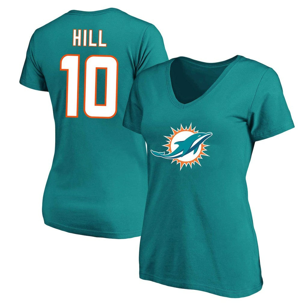 Tyreek Hill  Women's Plus Size Fair Catch Name & Number Scoop Neck T-Shirt - Miami Dolphins T-shirts