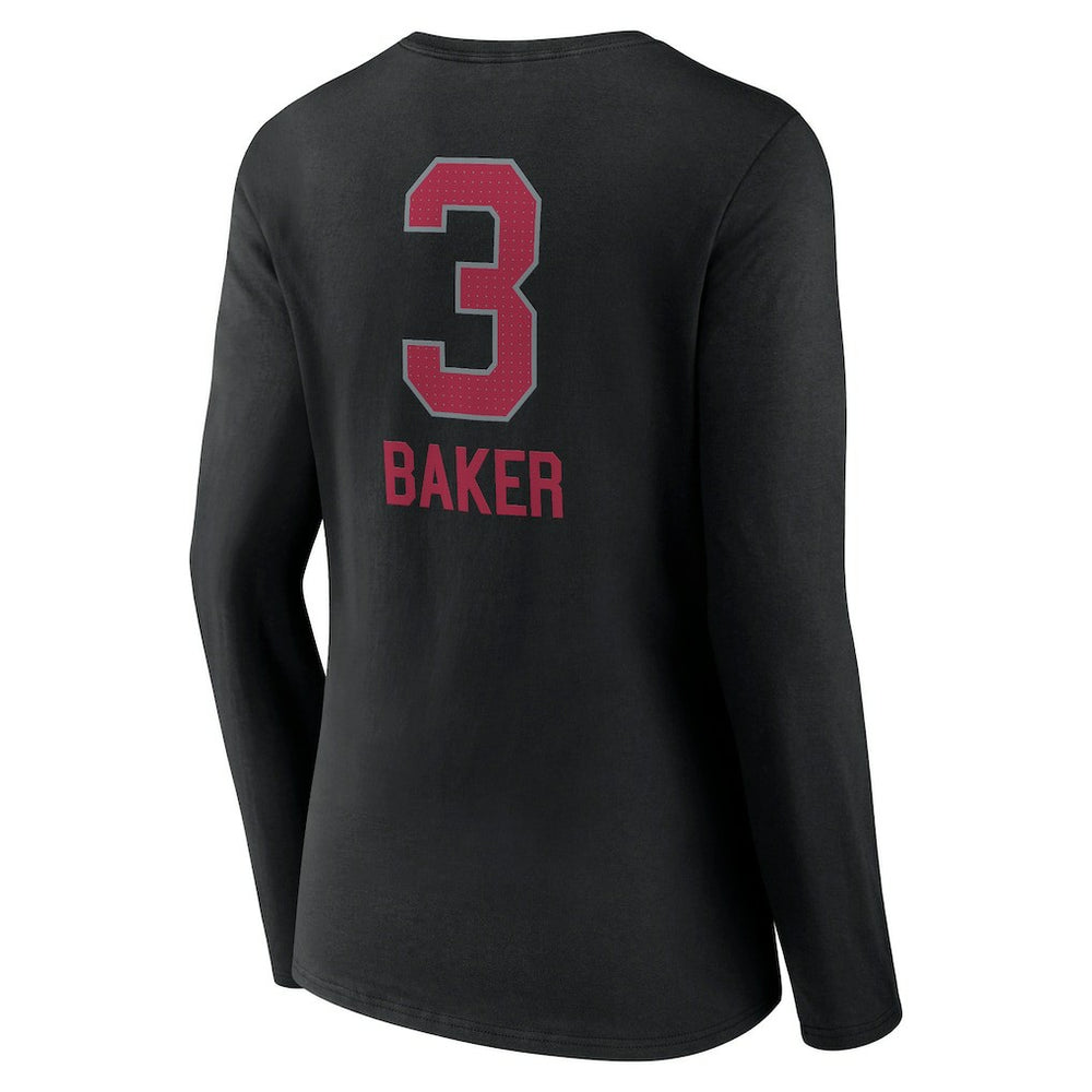 Budda Baker  Women's Team Wordmark Player Name & Number Long Sleeve V-Neck T-Shirt - Arizona Cardinals T-shirts
