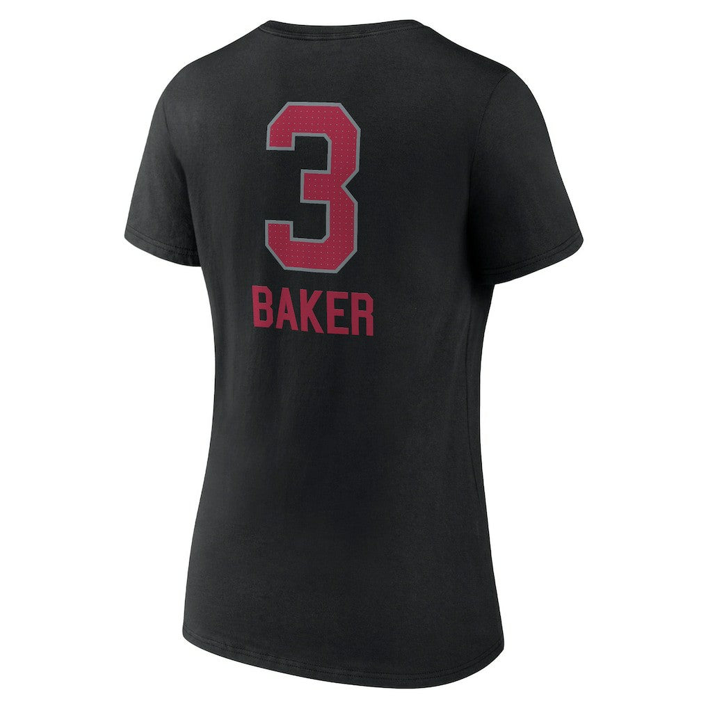 Budda Baker  Women's Team Wordmark Player Name & Number V-Neck T-Shirt - Arizona Cardinals T-shirts