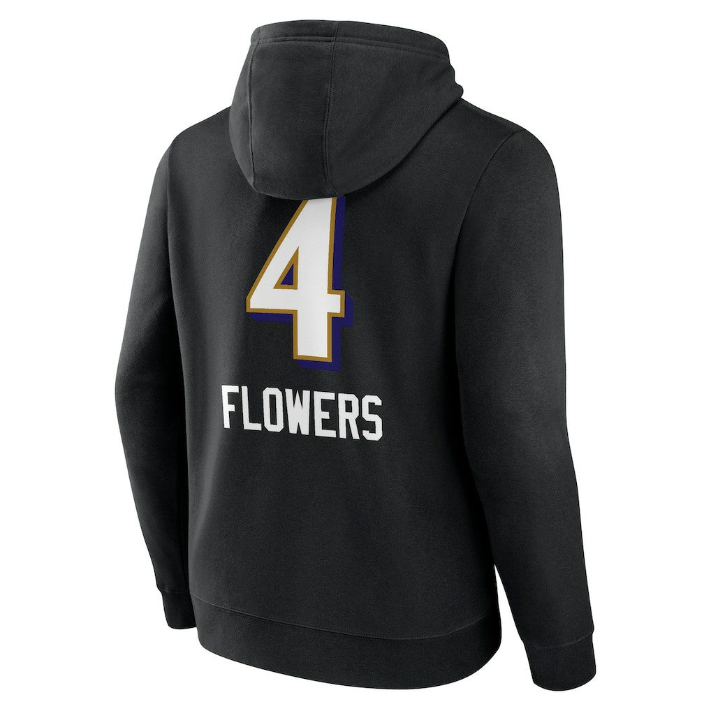 Zay Flowers  Team Wordmark Player Name & Number Pullover Hoodie - Baltimore Ravens Hoodies