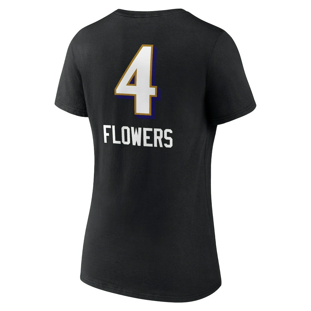 Zay Flowers  Women's Team Wordmark Player Name & Number V-Neck T-Shirt - Baltimore Ravens T-shirts