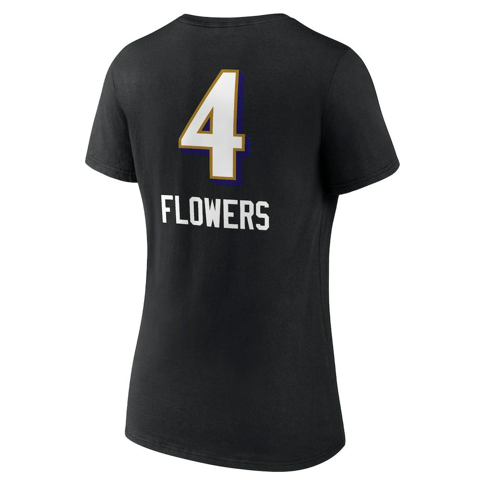 Zay Flowers  Women's Team Wordmark Player Name & Number V-Neck T-Shirt - Baltimore Ravens T-shirts