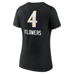 Zay Flowers  Women's Team Wordmark Player Name & Number V-Neck T-Shirt - Baltimore Ravens T-shirts