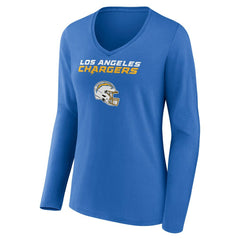 Derwin James Jr.  Women's Team Wordmark Player Name & Number Long Sleeve V-Neck T-Shirt - Los Angeles Chargers T-shirts