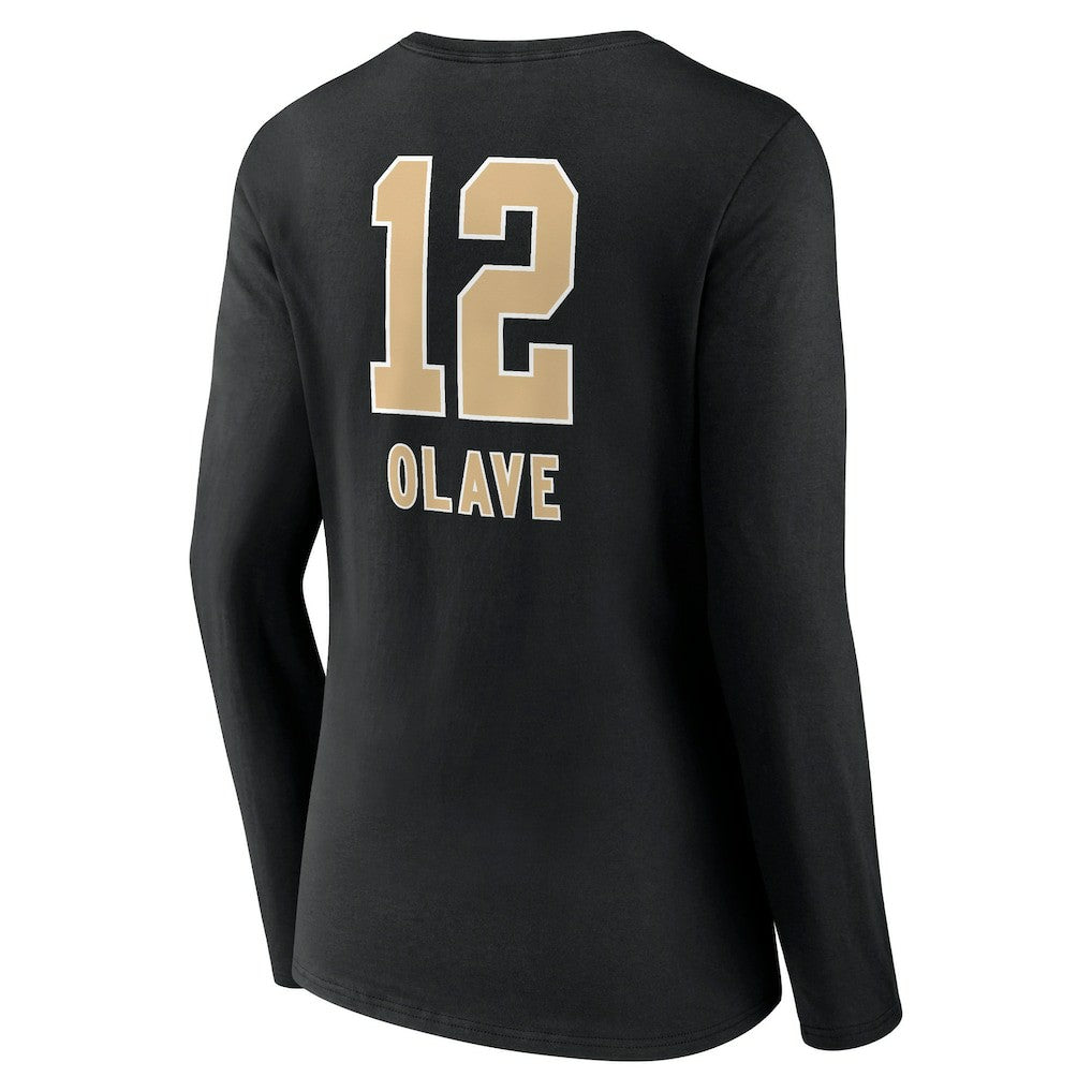 Chris Olave  Women's Team Wordmark Player Name & Number Long Sleeve V-Neck T-Shirt - New Orleans Saints T-shirts