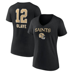 Chris Olave  Women's Team Wordmark Player Name & Number V-Neck T-Shirt - New Orleans Saints T-shirts