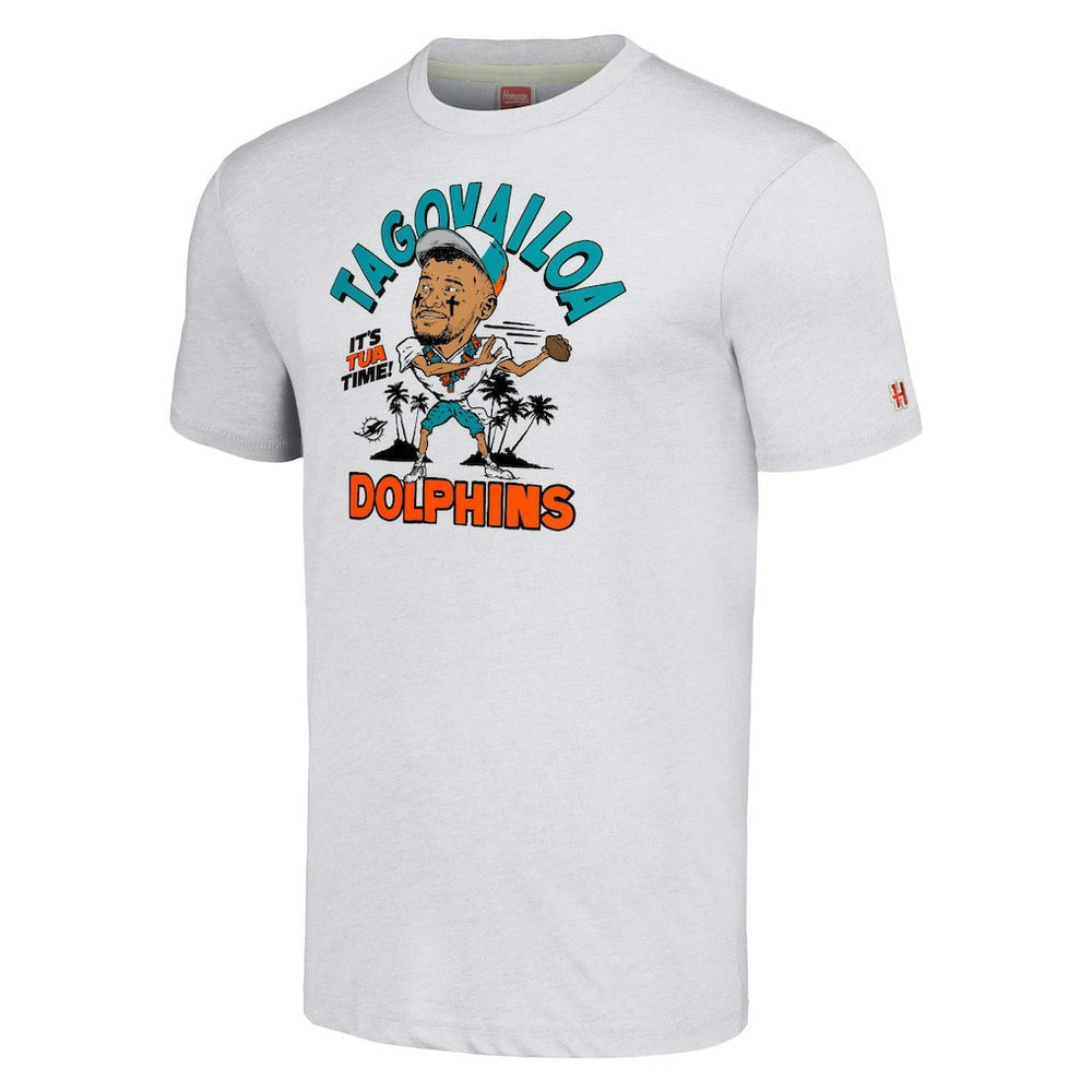 Tua Tagovailoa  Homage Unisex Caricature Player Tri-Blend T-Shirt - Miami Dolphins T-shirts