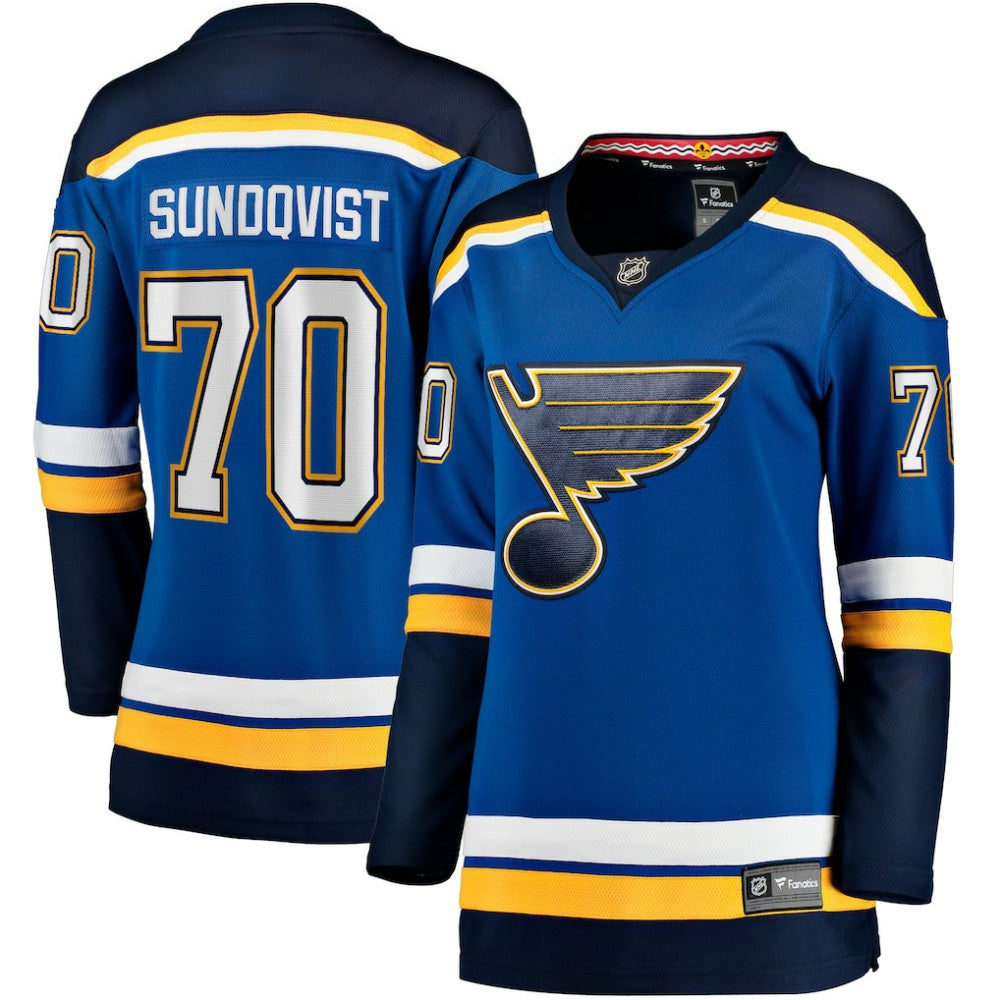 NHL Oskar Sundqvist St. Louis Blues Fanatics Women's Home Breakaway Player Jersey