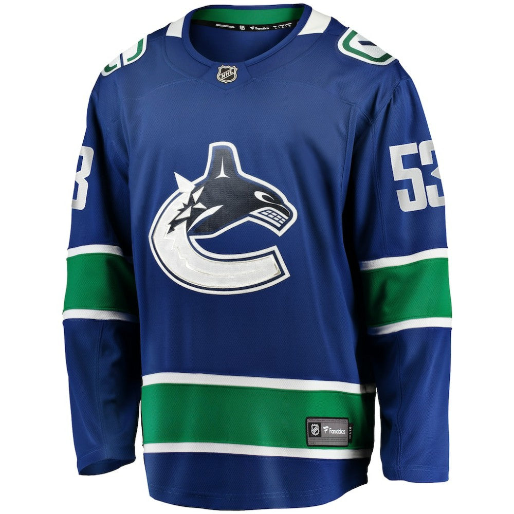 NHL Teddy Blueger Vancouver Canucks Fanatics Home Breakaway Jersey