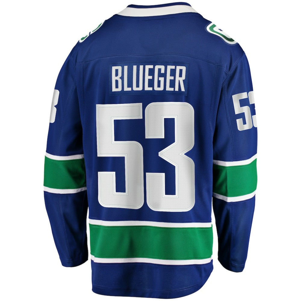 NHL Teddy Blueger Vancouver Canucks Fanatics Home Breakaway Jersey