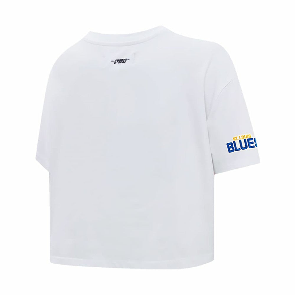 NHL St. Louis Blues Pro Standard Women's Boxy Script Tail Cropped T-Shirt