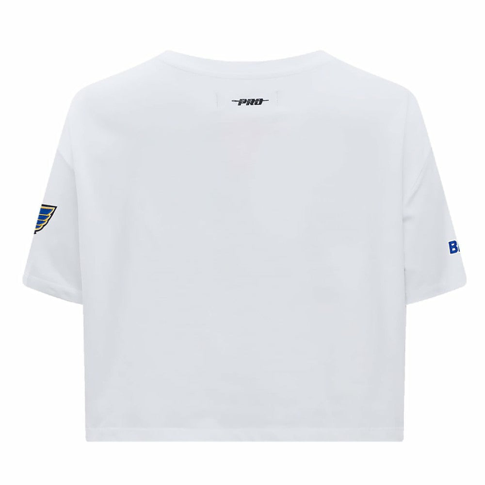 NHL St. Louis Blues Pro Standard Women's Boxy Script Tail Cropped T-Shirt