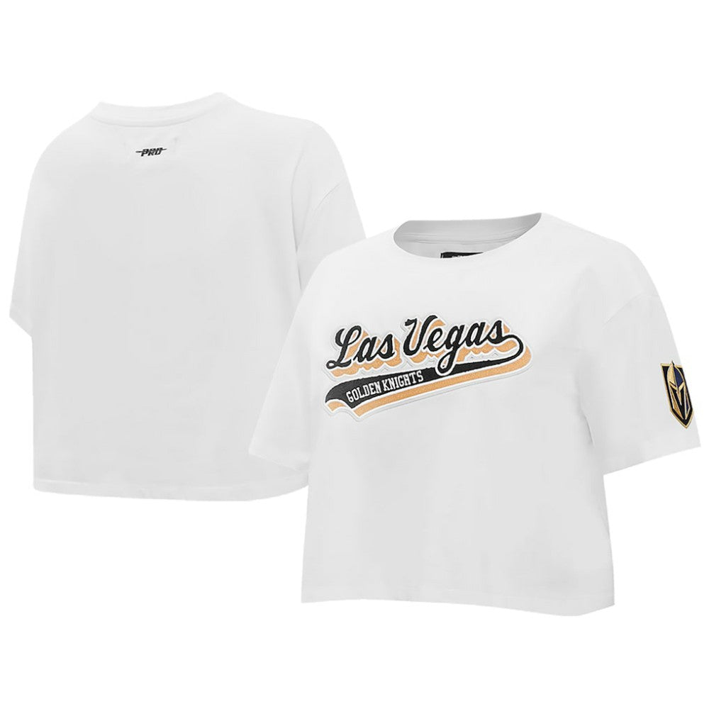 NHL Vegas Golden Knights Pro Standard Women's Boxy Script Tail Cropped T-Shirt