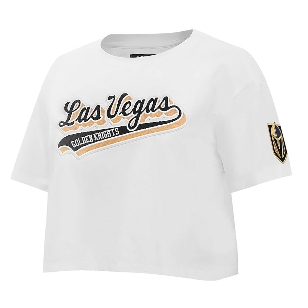 NHL Vegas Golden Knights Pro Standard Women's Boxy Script Tail Cropped T-Shirt