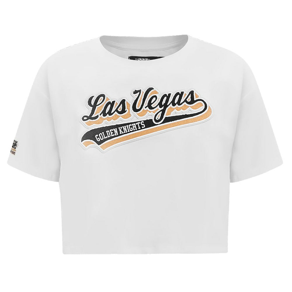 NHL Vegas Golden Knights Pro Standard Women's Boxy Script Tail Cropped T-Shirt