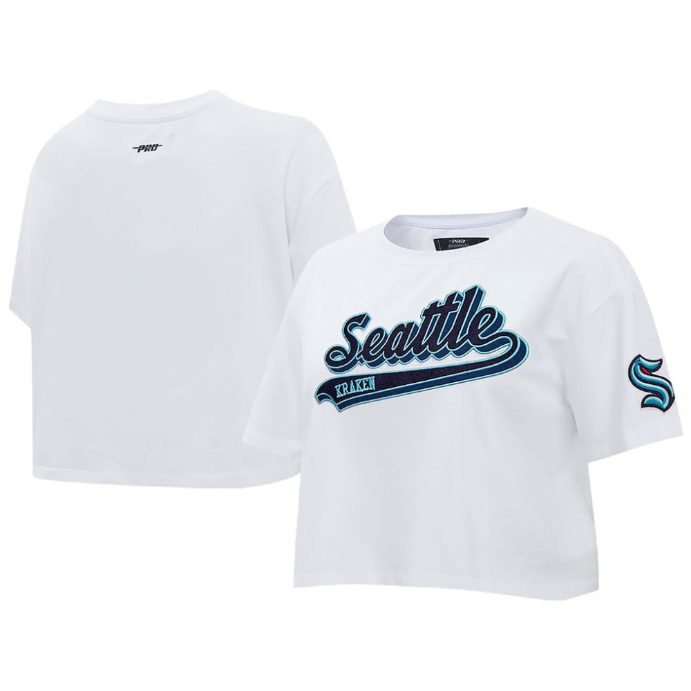 NHL Seattle Kraken Pro Standard Women's Boxy Script Tail Cropped T-Shirt