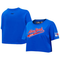 NHL New York Rangers Pro Standard Women's Boxy Script Tail Cropped T-Shirt