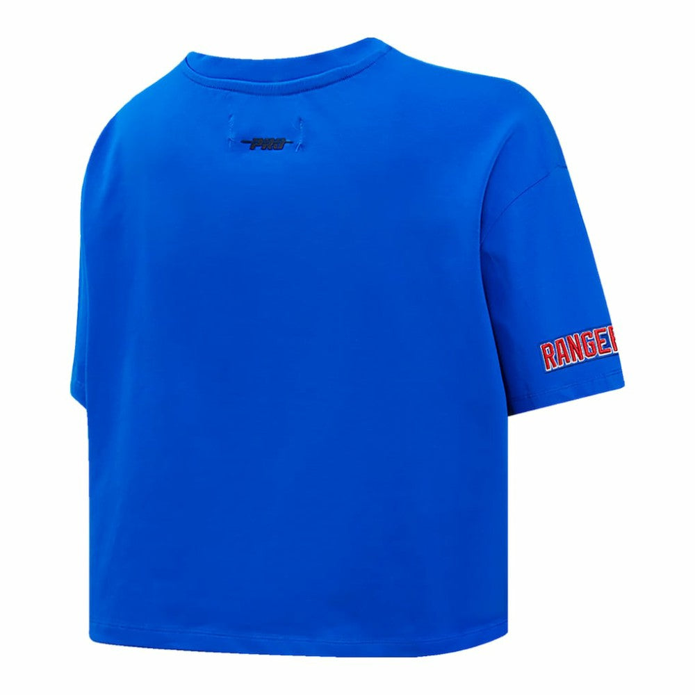 NHL New York Rangers Pro Standard Women's Boxy Script Tail Cropped T-Shirt