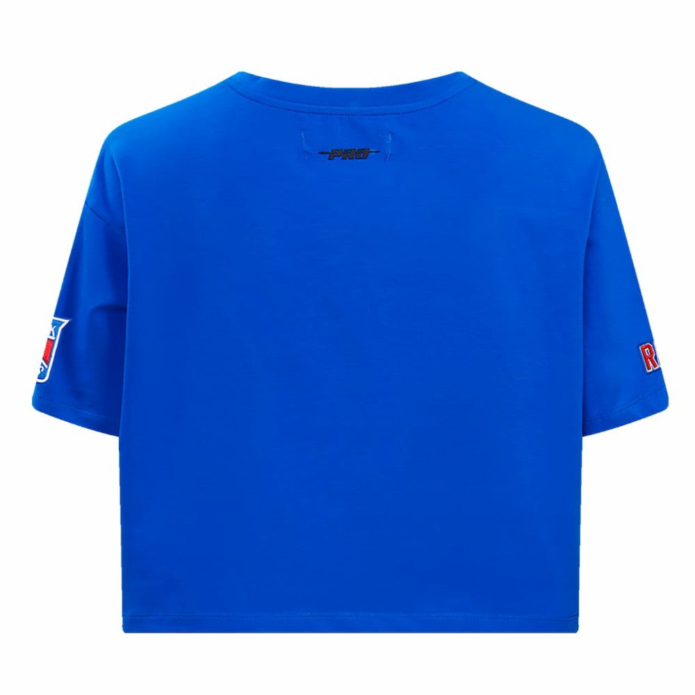 NHL New York Rangers Pro Standard Women's Boxy Script Tail Cropped T-Shirt