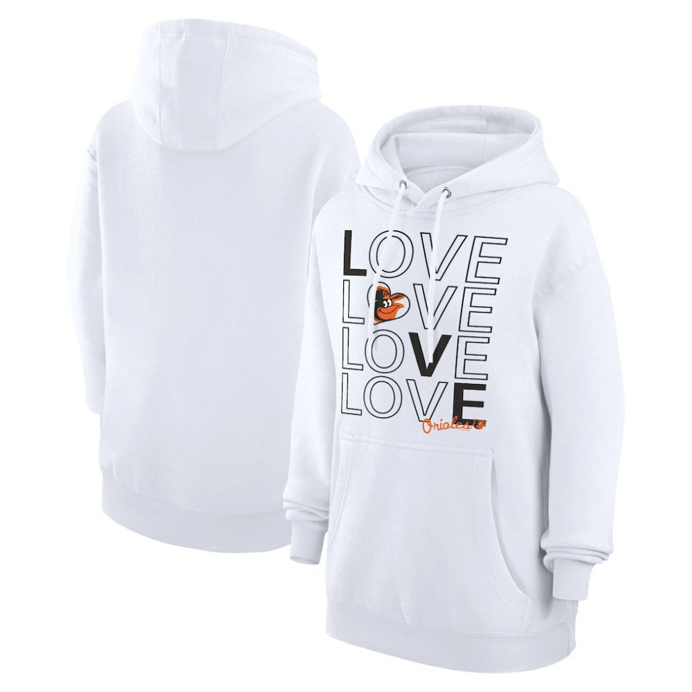 White Baltimore Orioles G-III 4Her by Carl Banks Women's Love Graphic Fleece Hoodie