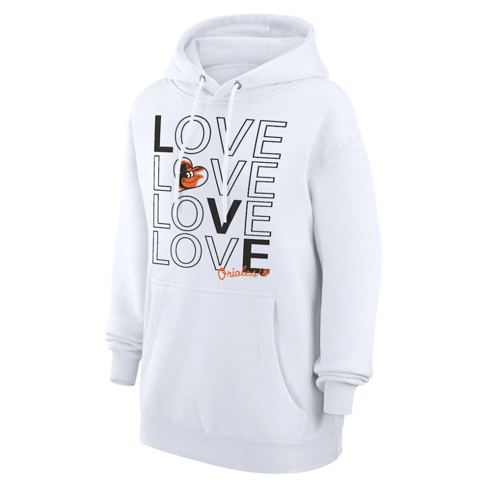 White Baltimore Orioles G-III 4Her by Carl Banks Women's Love Graphic Fleece Hoodie