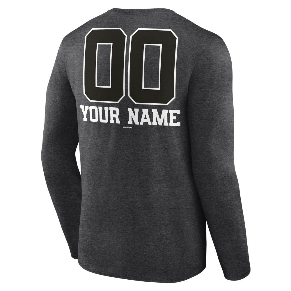 Charcoal Milwaukee Brewers Personalized Monochrome Name & Number Long Sleeve T-Shirt