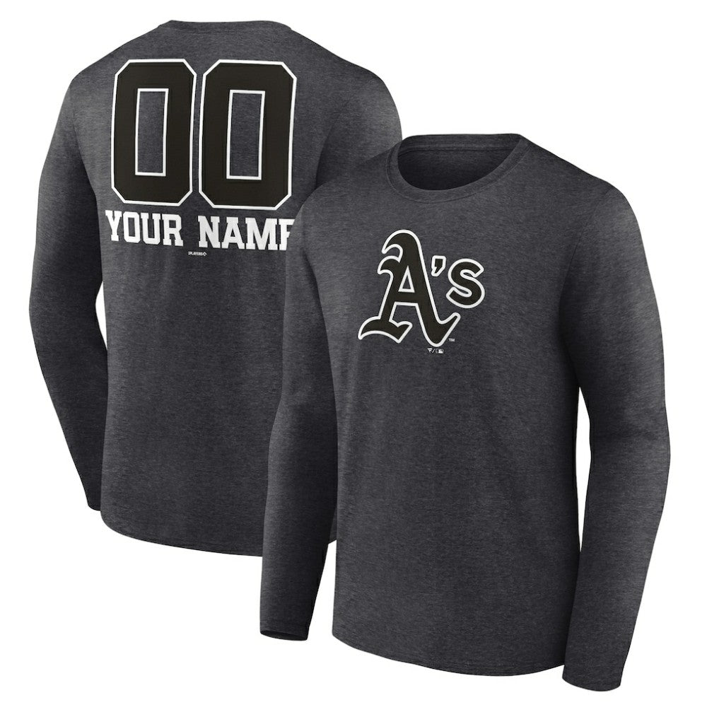 Charcoal Athletics Personalized Monochrome Name & Number Long Sleeve T-Shirt